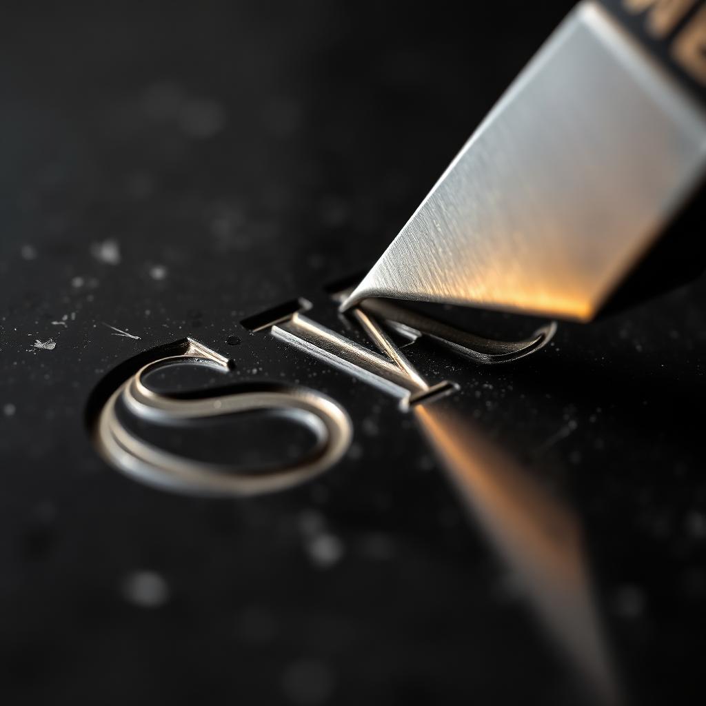 Engraving detail on polished granite